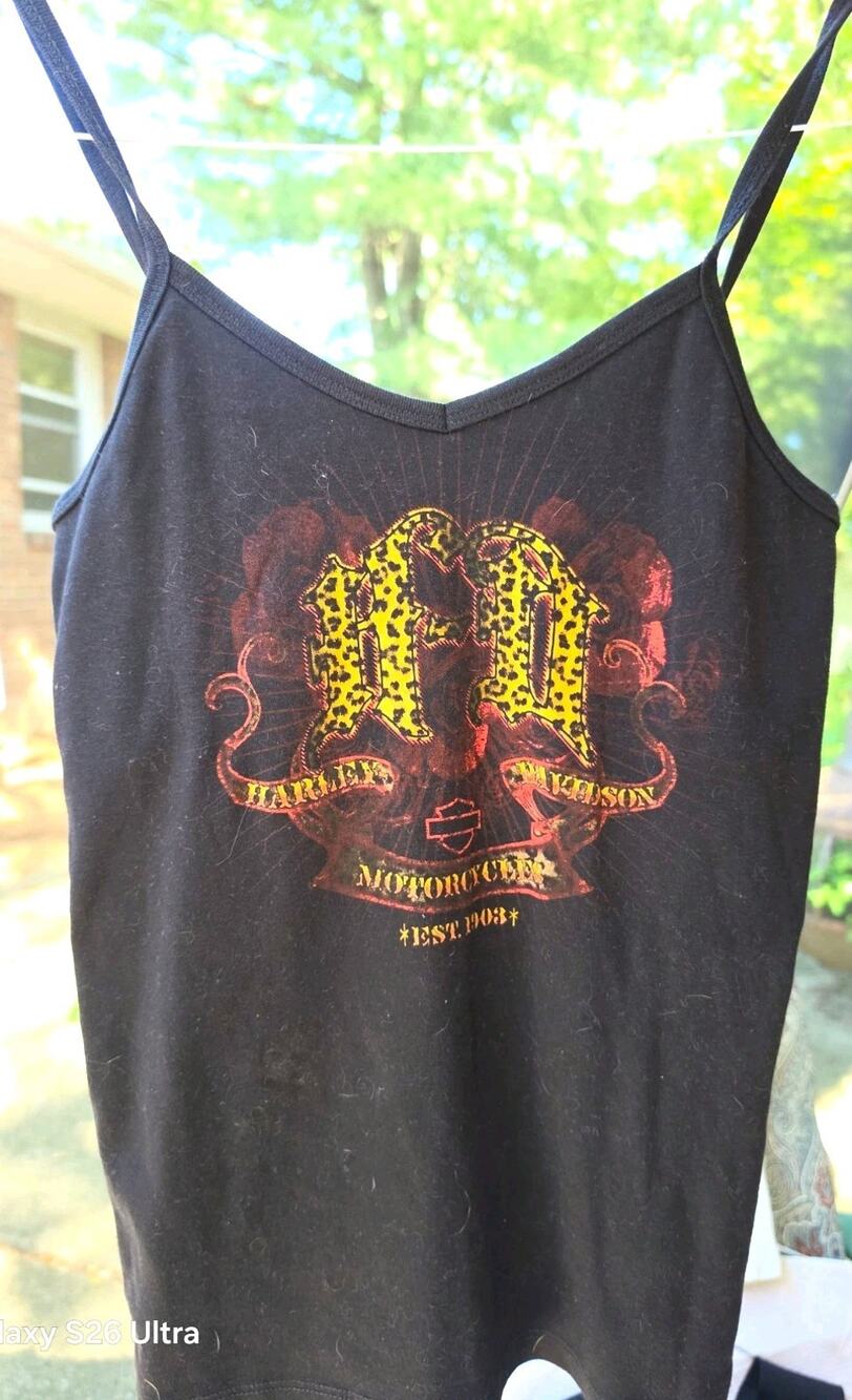 Harley-Davidson Black Spaghetti Strap Tank Top Cami Bergen County L